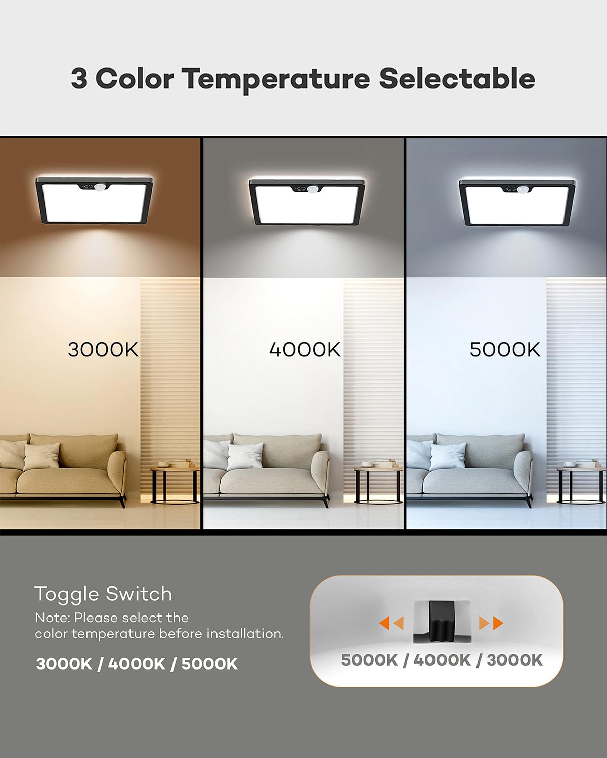 Annaror ceiling light showing 3000K warm white for cozy spaces.