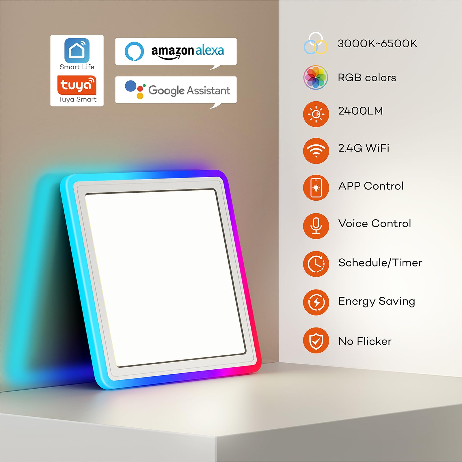 Annaror light compatible with Alexa and Google Home for hands-free control
