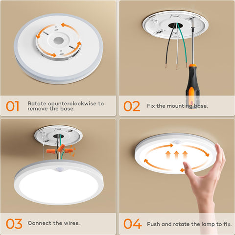 Annaror ceiling light can mount on ceiling or wall for flexibility.