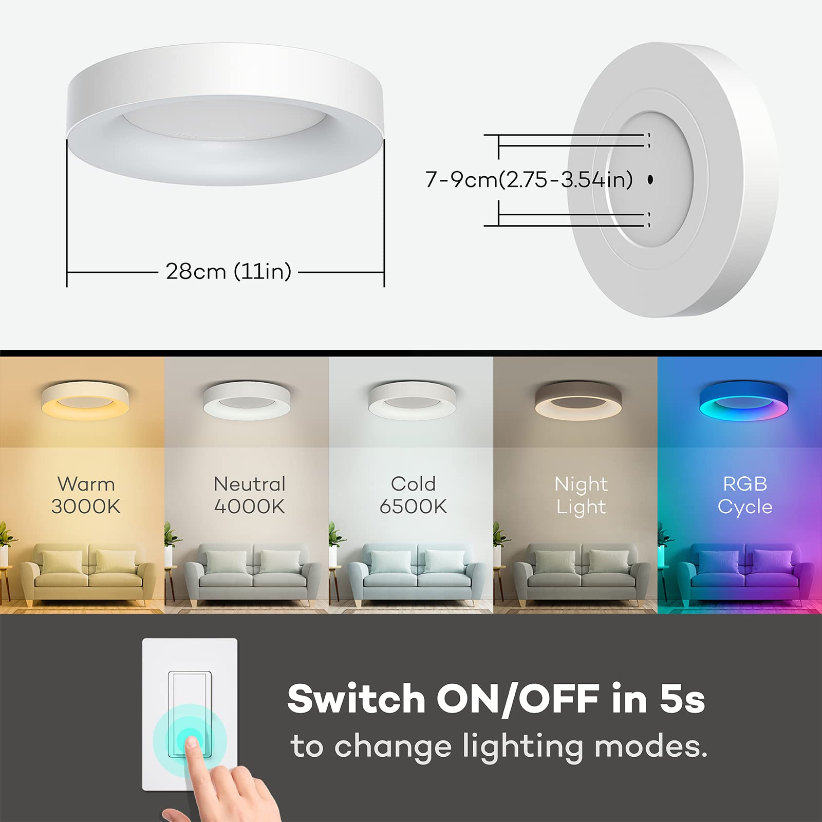 Annaror easy-install ceiling light ships with quick installation hardware