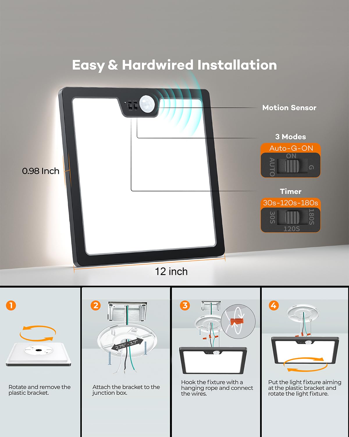 Annaror flush-mount square design fits slim ceilings with modern appeal.