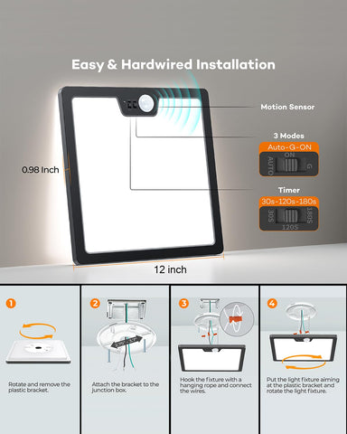 Annaror flush-mount square design fits slim ceilings with modern appeal.