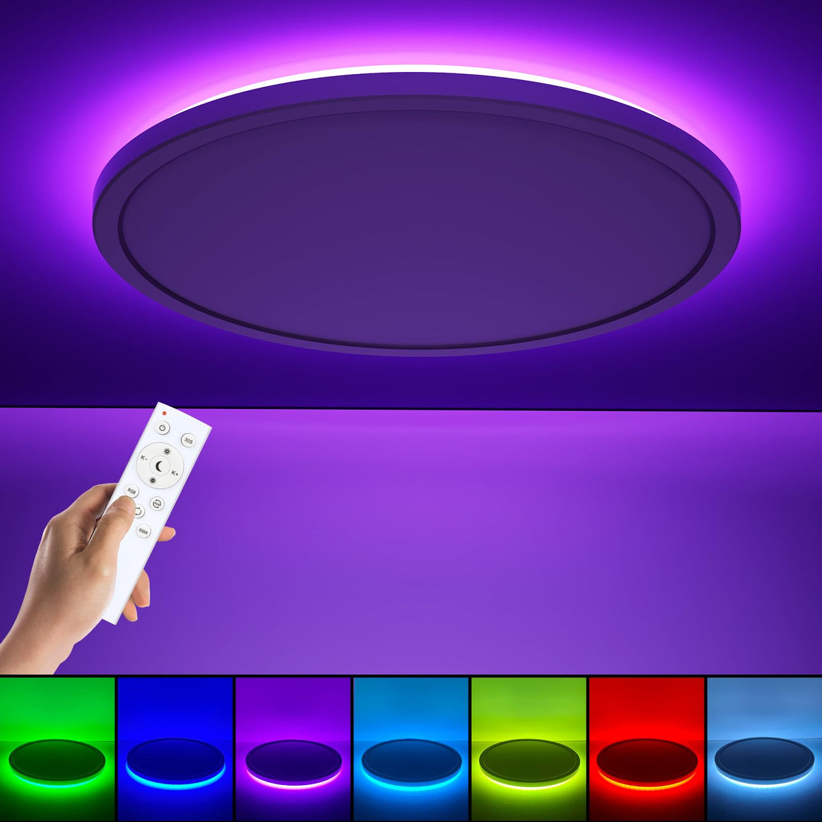 Annaror RGB LED ceiling light with remote for customizable ambiance in bedroom