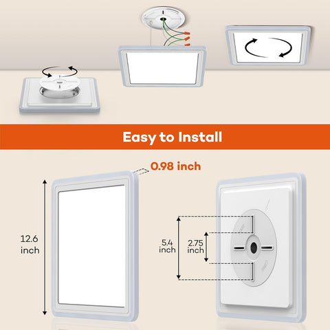 Annaror ultra-thin square design ceiling light fits tight ceilings