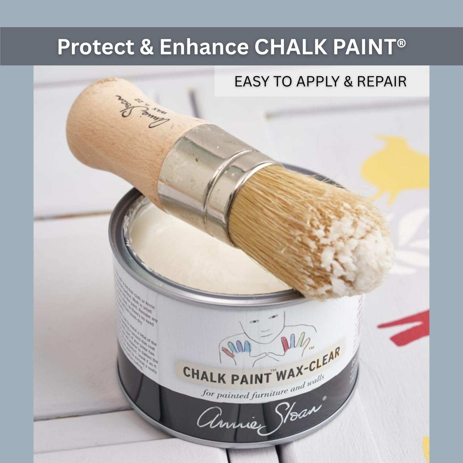 Annie Sloan wax application with a cloth delivering smooth, even coverage.
