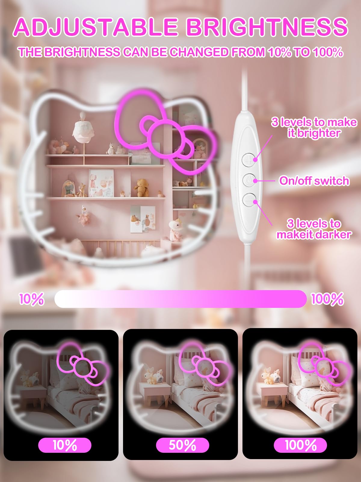ANNJET mirrored acrylic vanity mirror with safe, edge-free features.