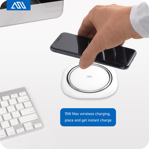 Four AC outlets offer quick access to power for multiple devices.
