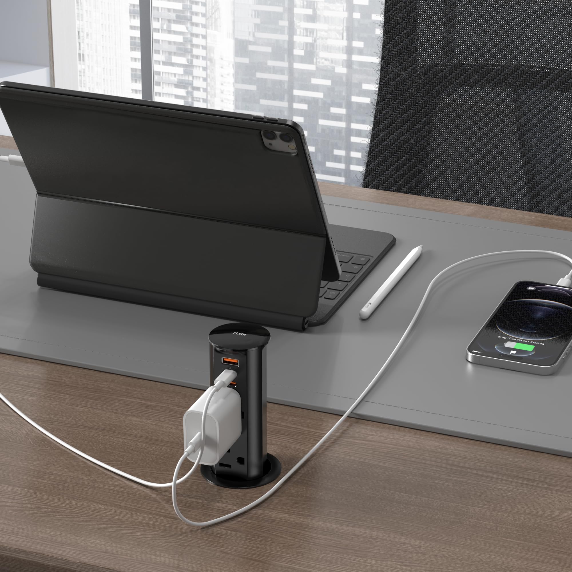 ANNQUAN pop-up outlet ideal for desks, kitchens, and offices seeking organized power access.