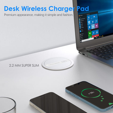 ANNQUAN retractable mechanism demonstrated beneath the desk for easy access.