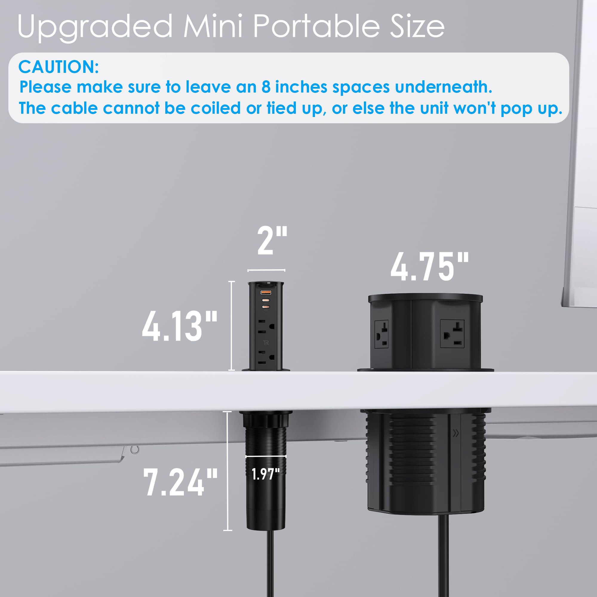 ANNQUAN pop-up outlet built-in spring mechanism retracts smoothly for tidy counter surfaces.