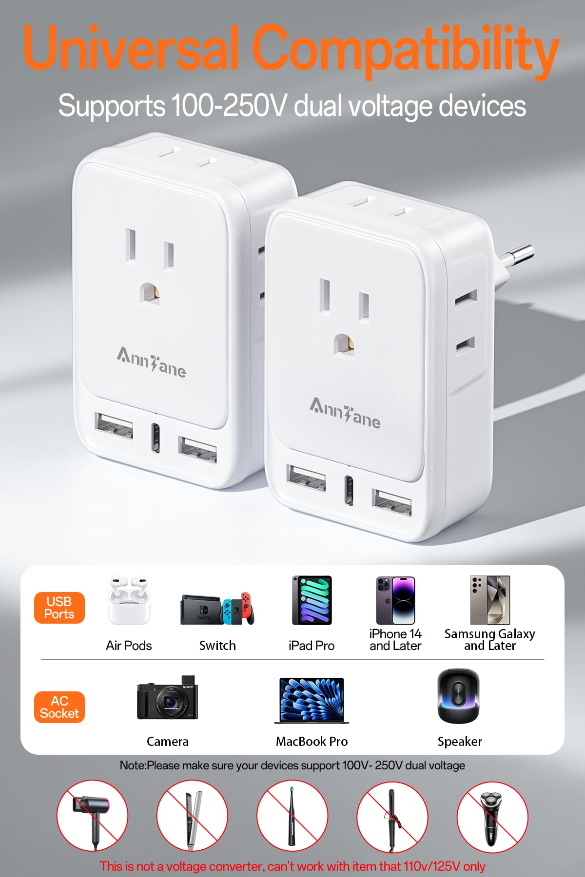 AnnTane USA-to-Europe compatibility across multiple European destinations
