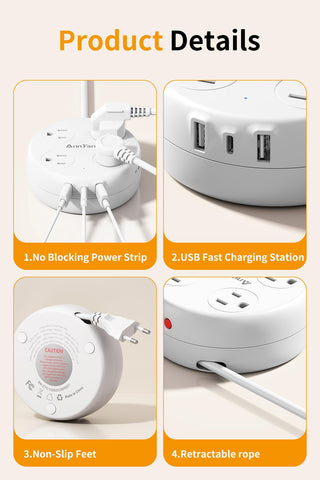 AnnTane retractable cord mechanism keeps cords tidy