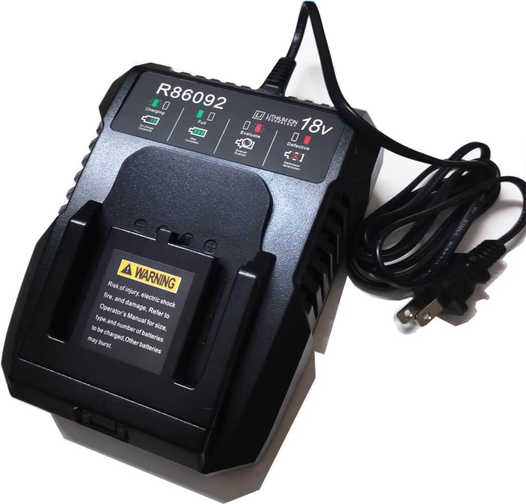 ANOITD 18V dual chemistry charger front view, compatible with Ridgid NiCd and Li-ion packs.