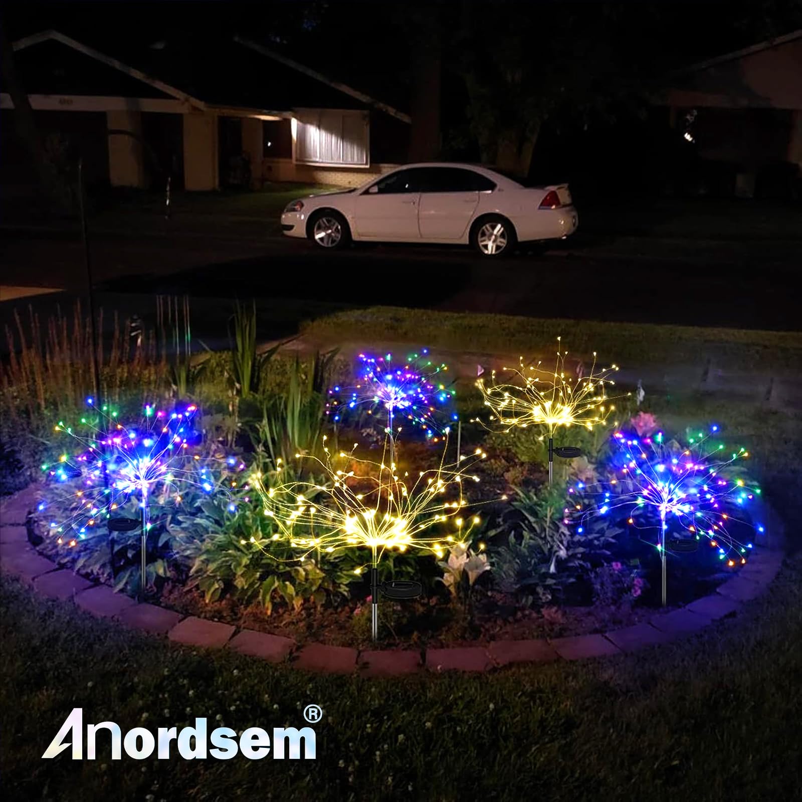 Anordsem solar-powered lighting reduces energy use in gardens.