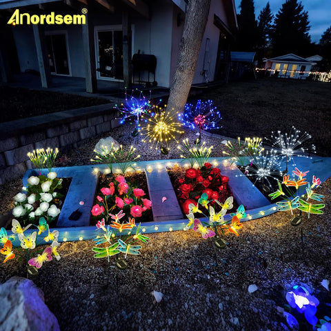Anordsem easy-assembly lights install along pathways and patios.