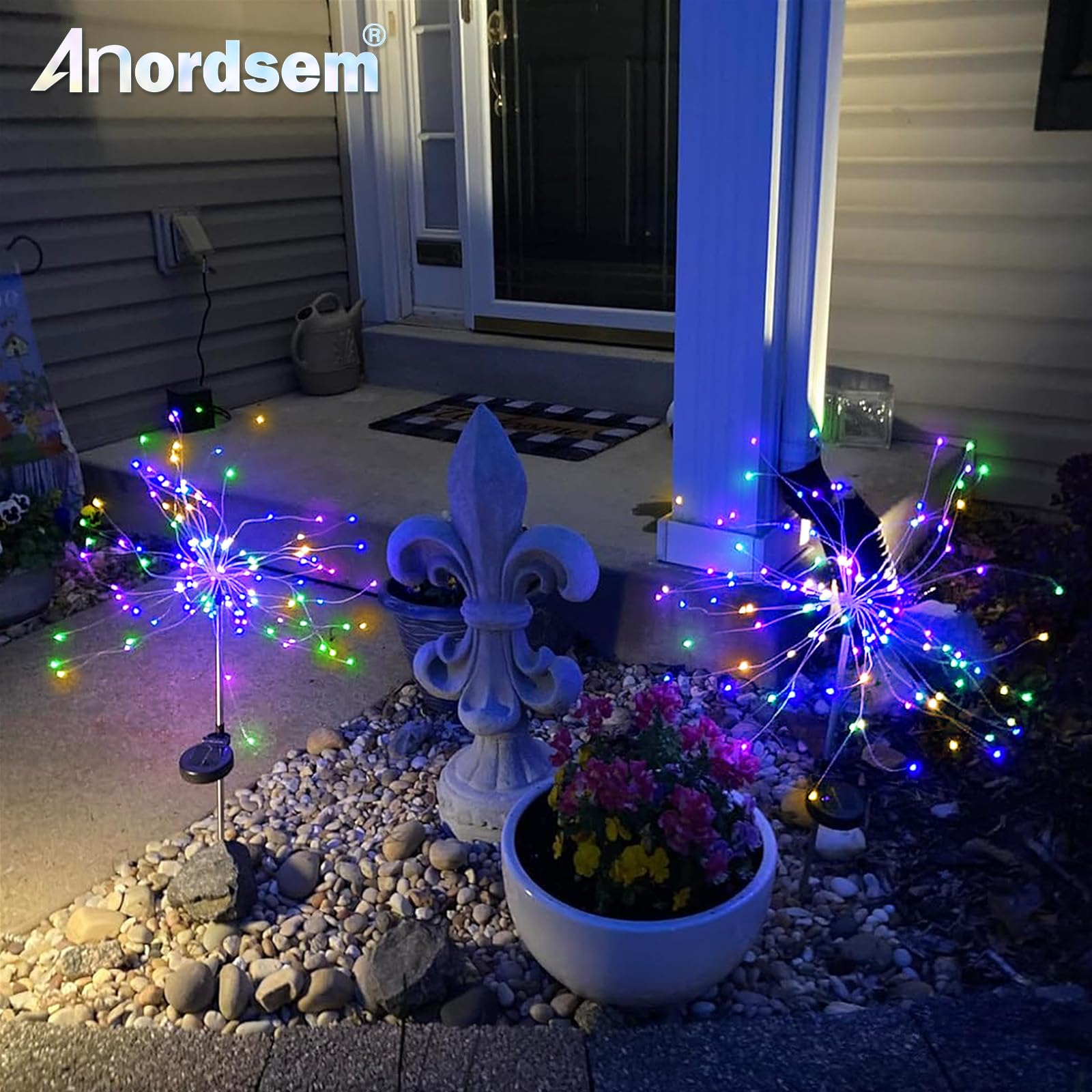 Anordsem colorful copper wire forms stars, spirals, or hearts for outdoor ambiance.