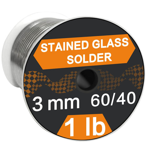 ANOSON 60/40 solder spool close-up, 3mm diameter, ideal for clean stained glass seams