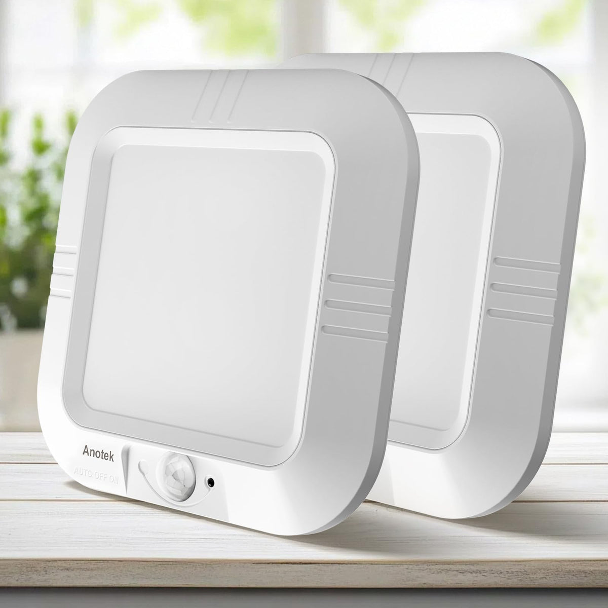 ANOTEK motion sensor ceiling light 180lm 6000K detects motion for energy-efficient illumination.