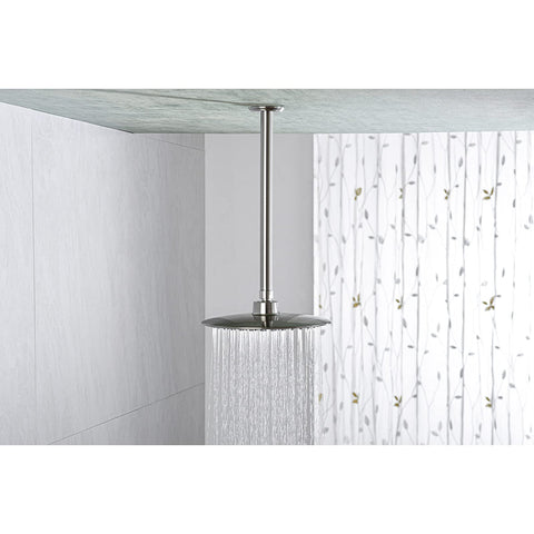 Anpean 12in ceiling shower arm flange close-up in brushed nickel shows durable connection.