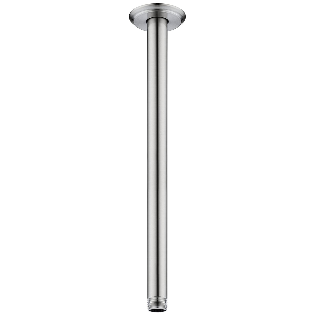 Anpean 12in ceiling shower arm front view in brushed nickel for rainfall-ready setup.