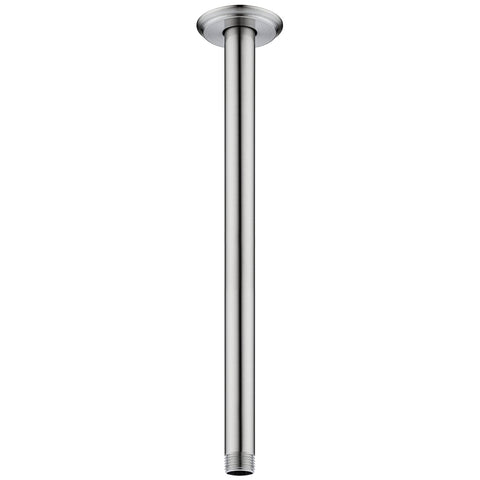Anpean 12in ceiling shower arm front view in brushed nickel for rainfall-ready setup.