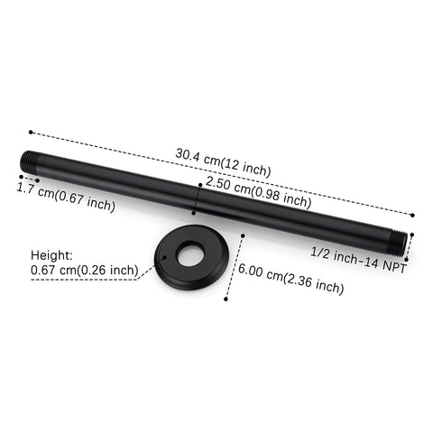 Anpean matte black shower arm with anti-rust durability.