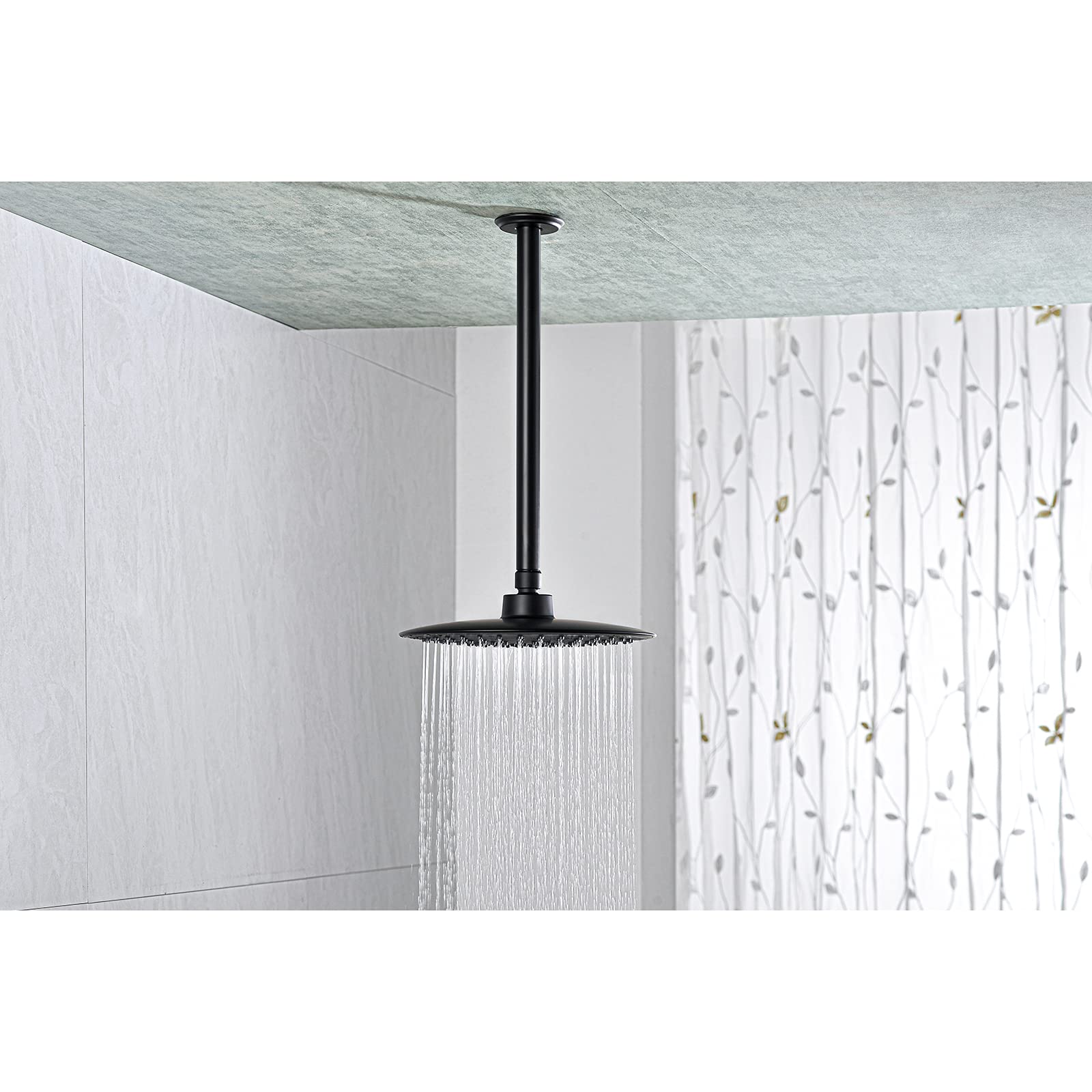 Anpean matte black flange and wall mount for secure shower installation.