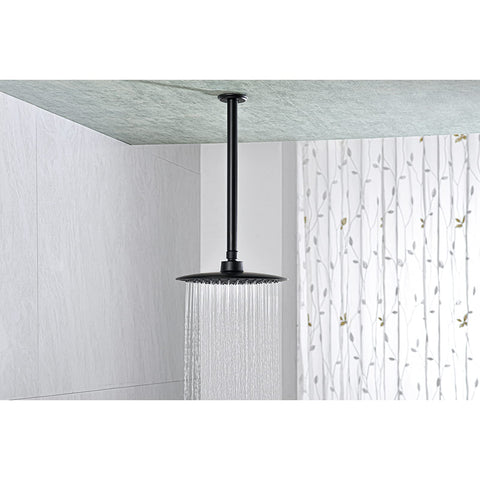 Anpean matte black flange and wall mount for secure shower installation.