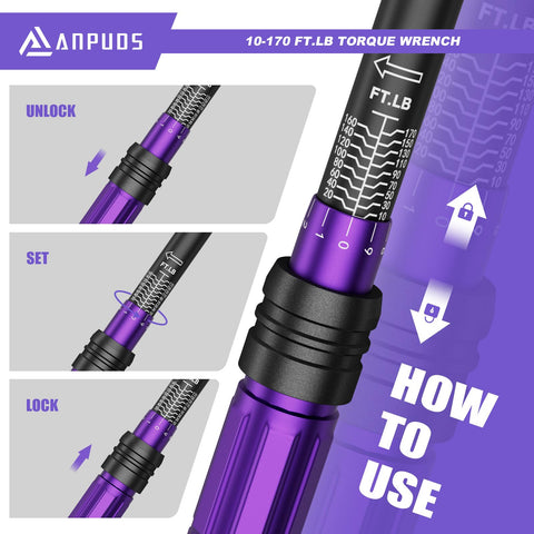 ANPUDS torque wrench quick-release socket head for fast socket changes