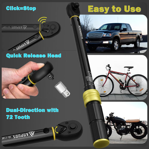 ANPUDS torque wrench 72-tooth ratchet head enables smooth, quick adjustments.
