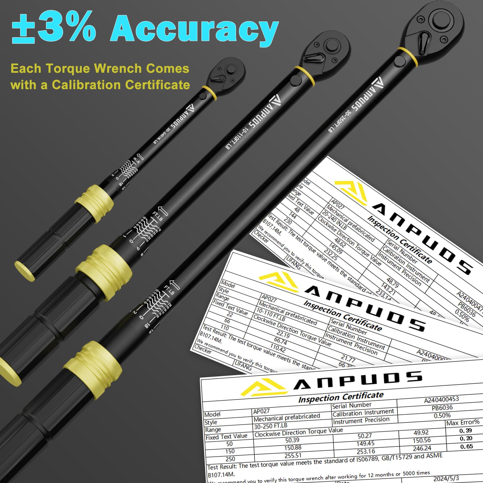 ANPUDS torque wrench half-inch drive for heavy-duty fasteners and high torque settings.