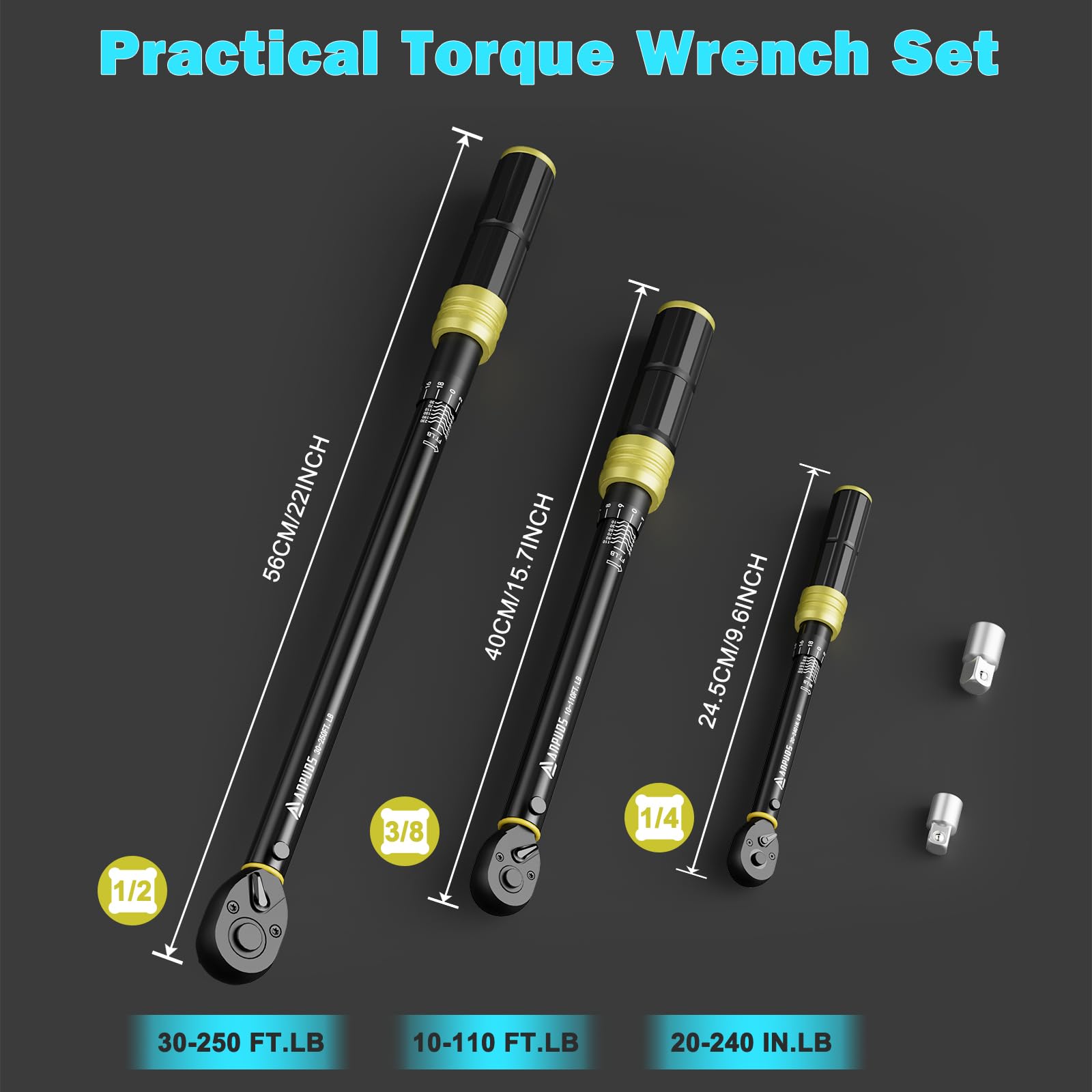 ANPUDS torque wrench three-eighths drive for automotive components and reliable tightening.