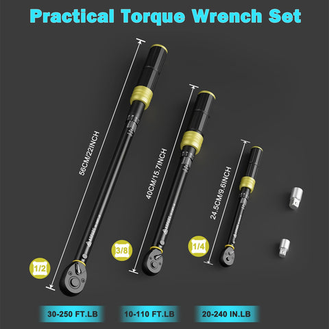 ANPUDS torque wrench three-eighths drive for automotive components and reliable tightening.