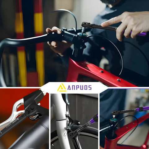 ANPUDS wrench in bike-workstation scene shows versatile maintenance tool for repairs.