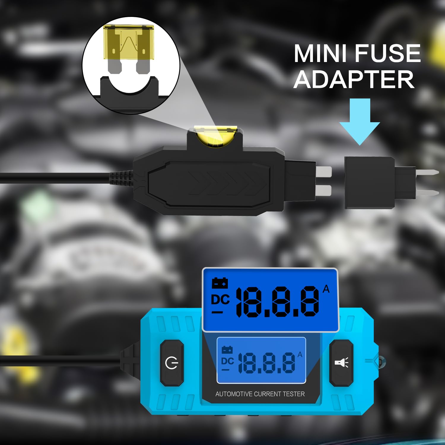 Ansbell setup steps show fuse socket testing for accurate current measurement.