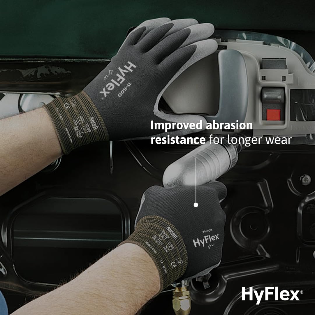 Ansell HyFlex 11-600 gloves during machine maintenance with durable coating