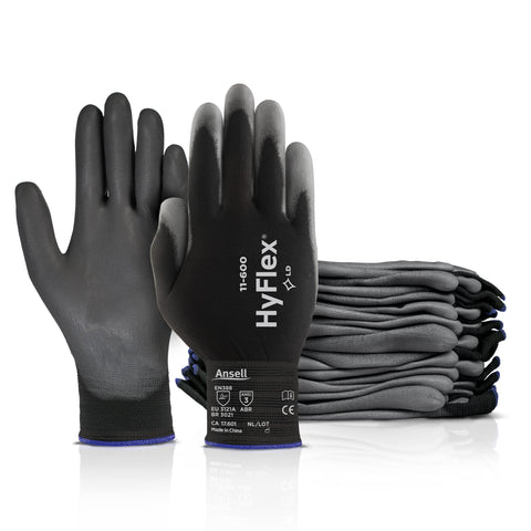 Ansell HyFlex 11-600 palm coating close-up showing enhanced grip and tactile control