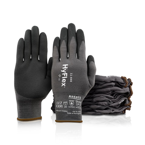 Ansell HyFlex 11-840 foam nitrile gloves grip tightly for precise handling.