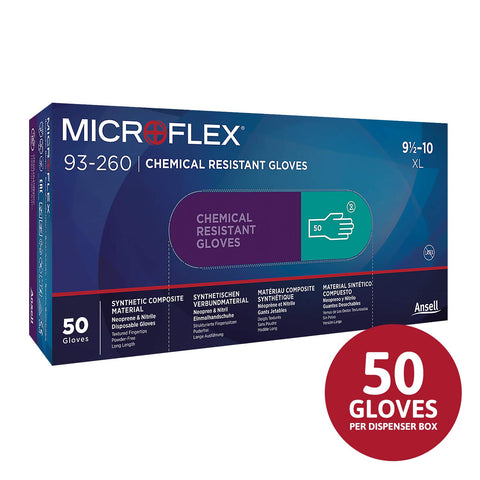 Ansell Microflex 93-260 gloves feature a 12-inch extended cuff to protect wrists.