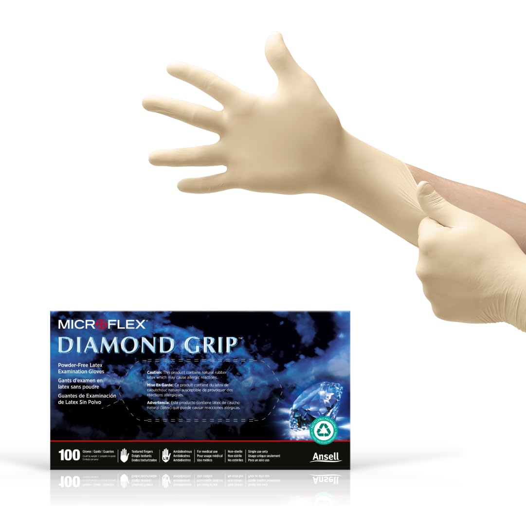 Ansell Microflex MF-300 glove with textured fingertips for a secure grip in automotive tasks.