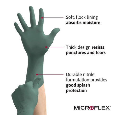 Ansell Microflex Dura Flock DFK-608 with textured palm for secure grip in wet or oily work.