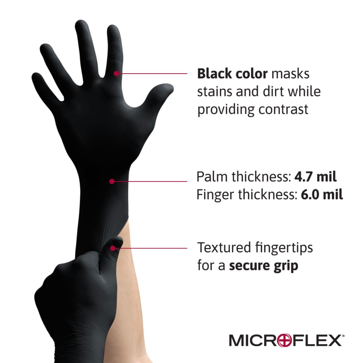 Box of 100 Ansell Microflex MidKnight MK-296 gloves for automotive and industrial tasks