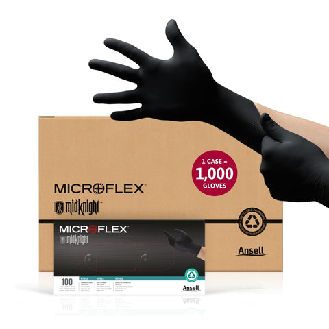 Ansell MicroFlex MidKnight MK-296 black textured glove for secure grip in automotive tasks.