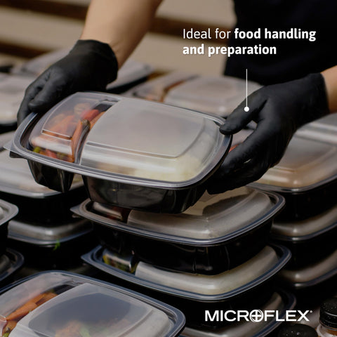 Ansell black nitrile gloves ideal for dirty environments and cleaning tasks.