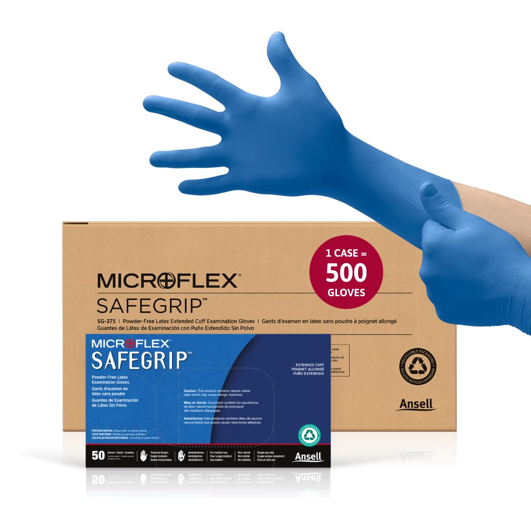 Ansell Microflex SG-375 gloves with textured fingertips offer secure grip for precise tasks.