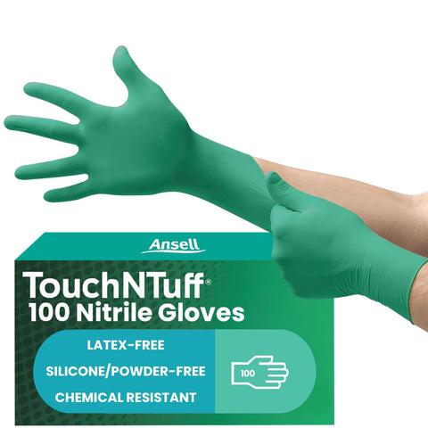 Ansell TouchNTuff 92-600 glove palm texture enhances grip in wet conditions