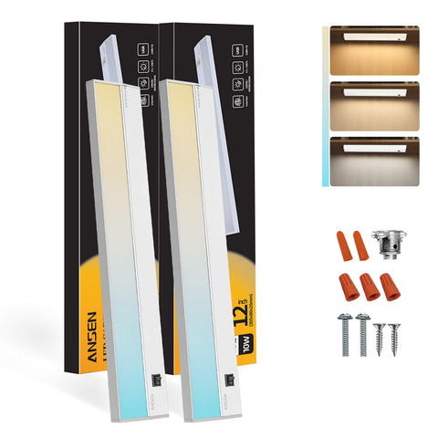 Ansen 2-pack under-cabinet light installed under a kitchen cabinet for task lighting.