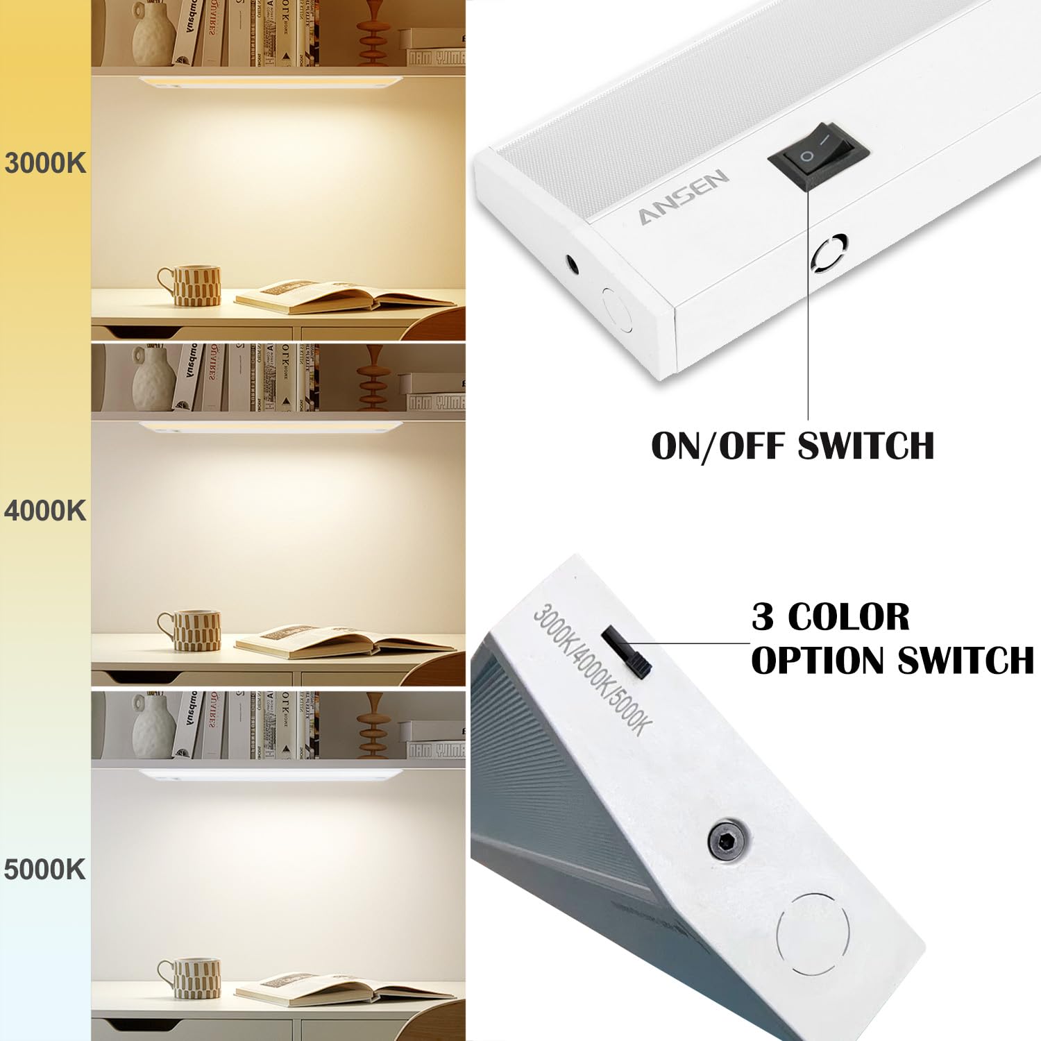 Ansen anti-glare under-cabinet LED reduces reflections for comfortable tasks.