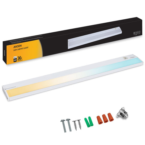 Ansen hardwired under-cabinet lighting brightens countertops with even illumination.