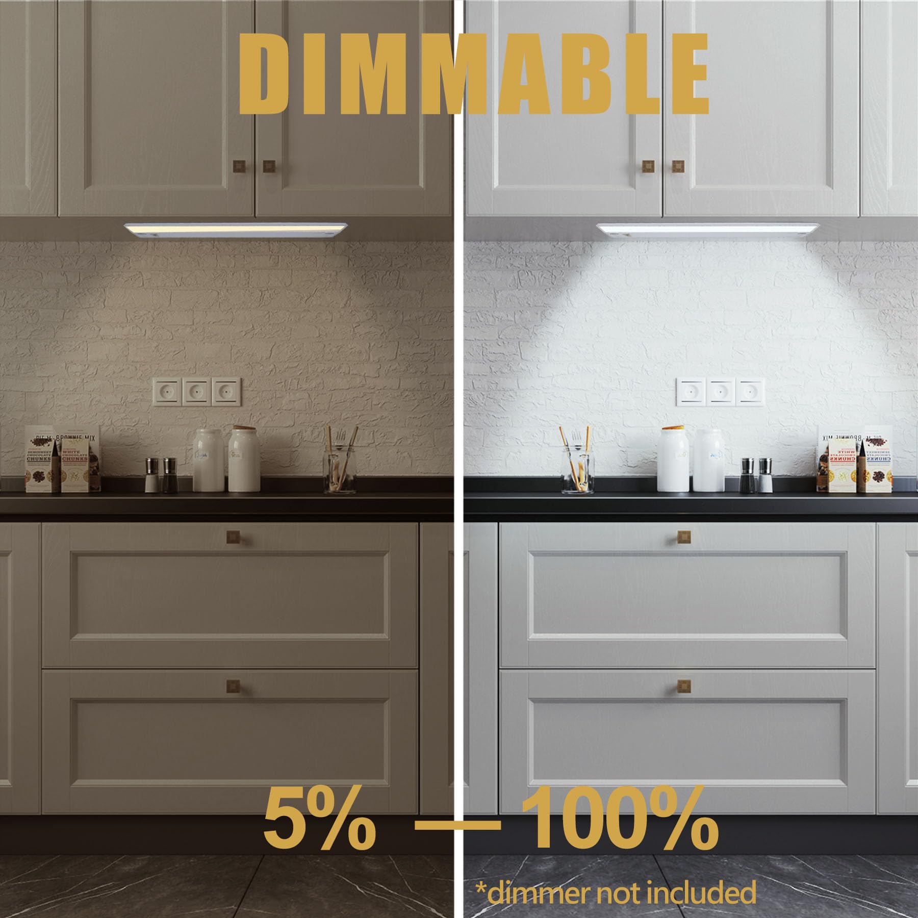 Ansen 4000K cool white under-cabinet light for precise pantry visibility.